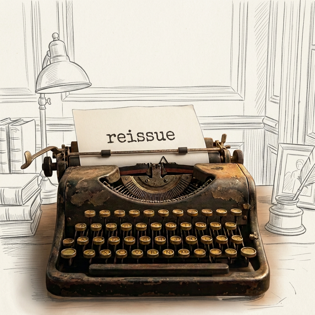 Typewriter with pencil-outline background